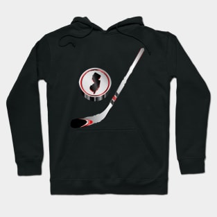 NHL - NJ  Silver White Red Black Stick and Puck Hoodie
